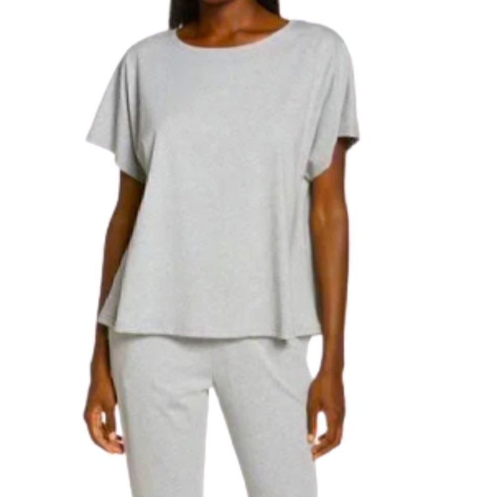 Nordstrom Grey Heather S/S Dolman Cap Sleeve Boxy Organic Cotton T- shirt Tee